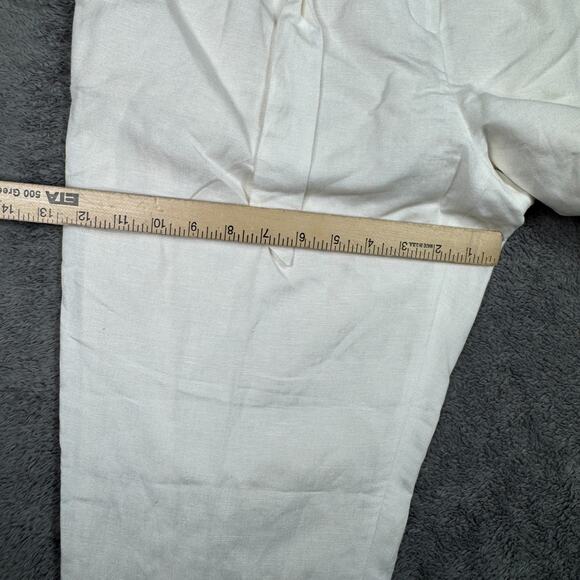 Calvin Klein Womens Linen Blend Suit Pants Belted NWT Sz 8 White High Rise - Picture 9 of 11